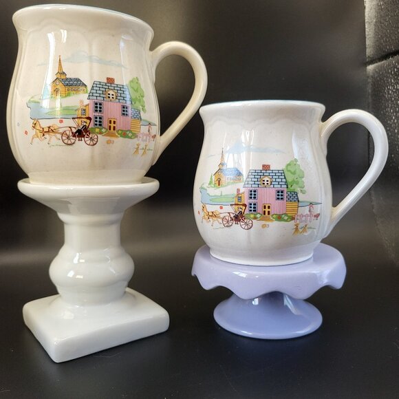 Jamestown China Other - 2 Vintage Jamestown China Country Home Stoneware Mugs Homestead Scene Japan